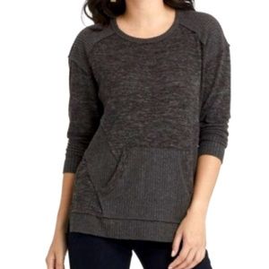 Knox Rose Long Sleeve Front Pocket Charcoal Top
